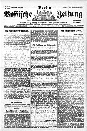 Vossische Zeitung vom 22.11.1920