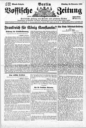 Vossische Zeitung vom 23.11.1920