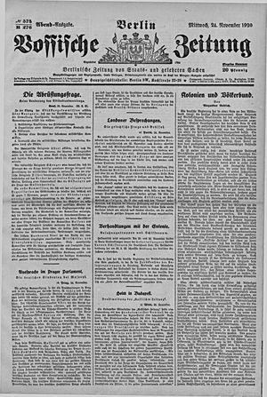 Vossische Zeitung on Nov 24, 1920