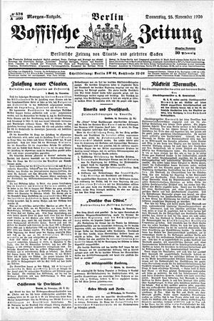 Vossische Zeitung on Nov 25, 1920