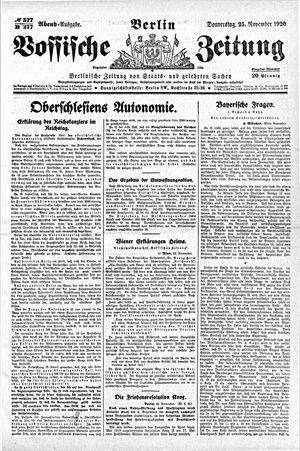 Vossische Zeitung on Nov 25, 1920
