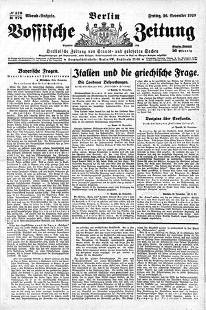 Vossische Zeitung on Nov 26, 1920