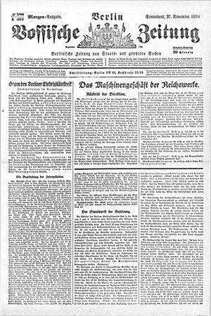 Vossische Zeitung on Nov 27, 1920