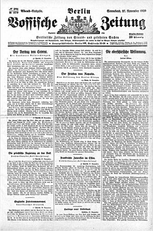 Vossische Zeitung on Nov 27, 1920