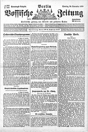 Vossische Zeitung vom 28.11.1920