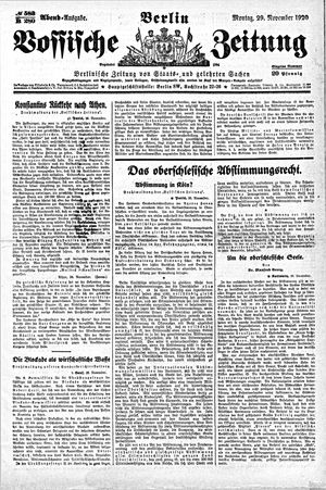 Vossische Zeitung vom 29.11.1920
