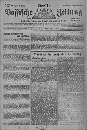 Vossische Zeitung vom 01.12.1920