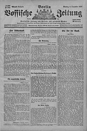Vossische Zeitung on Dec 6, 1920