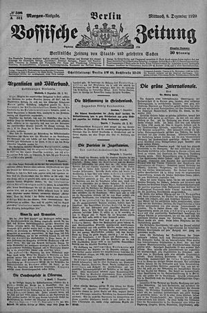 Vossische Zeitung on Dec 8, 1920
