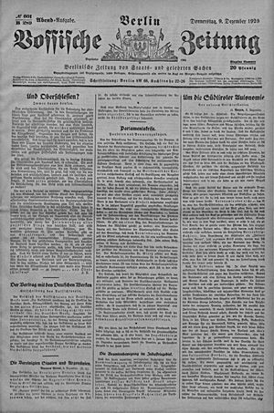 Vossische Zeitung vom 09.12.1920
