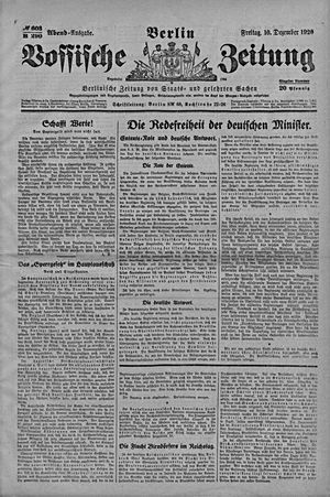 Vossische Zeitung on Dec 10, 1920