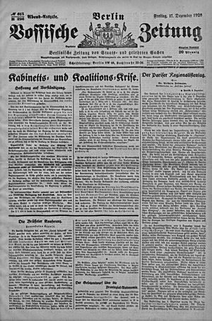 Vossische Zeitung on Dec 17, 1920