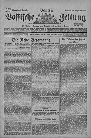 Vossische Zeitung vom 19.12.1920