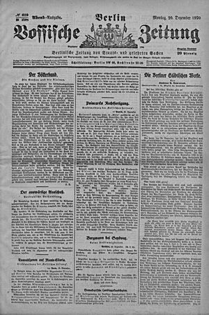 Vossische Zeitung on Dec 20, 1920