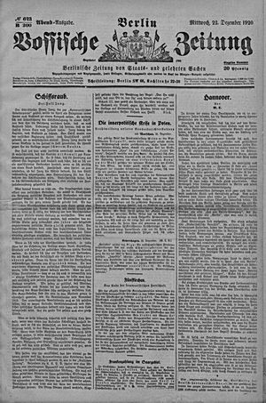 Vossische Zeitung vom 22.12.1920