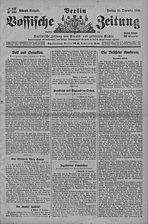 Vossische Zeitung on Dec 24, 1920