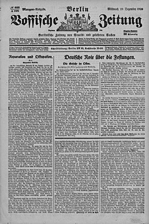 Vossische Zeitung vom 29.12.1920