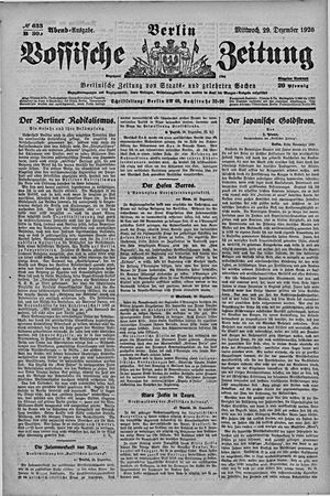 Vossische Zeitung on Dec 29, 1920