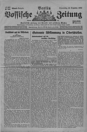 Vossische Zeitung vom 30.12.1920