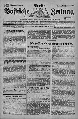 Vossische Zeitung on Dec 31, 1920