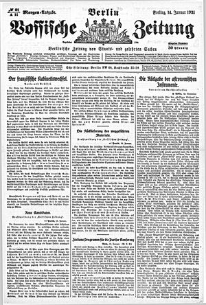Vossische Zeitung on Jan 14, 1921