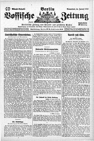 Vossische Zeitung on Jan 15, 1921