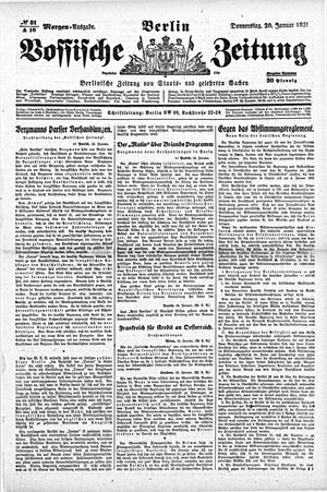 Vossische Zeitung on Jan 20, 1921