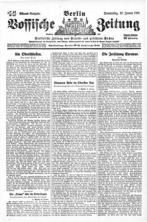 Vossische Zeitung on Jan 27, 1921