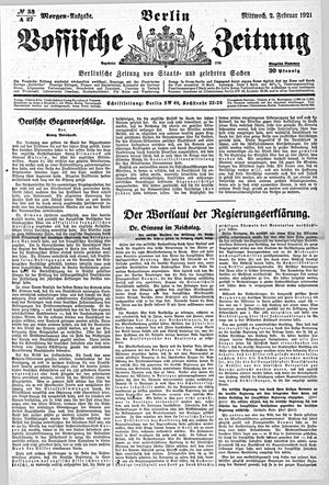 Vossische Zeitung vom 02.02.1921