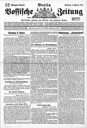 Vossische Zeitung on Feb 8, 1921