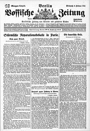 Vossische Zeitung on Feb 9, 1921