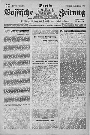 Vossische Zeitung vom 11.02.1921
