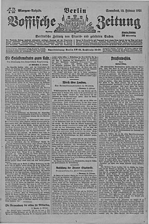 Vossische Zeitung on Feb 12, 1921