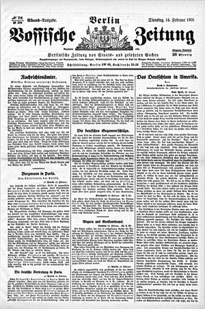 Vossische Zeitung vom 15.02.1921