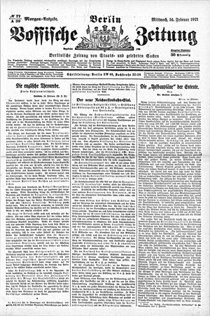 Vossische Zeitung vom 16.02.1921