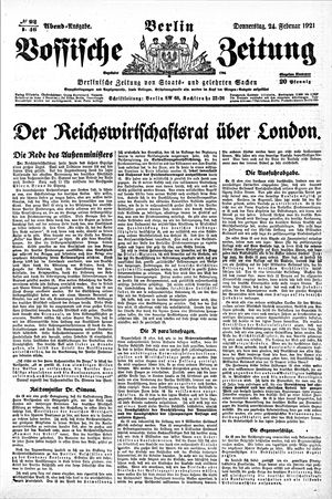 Vossische Zeitung on Feb 24, 1921