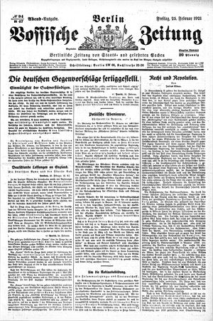 Vossische Zeitung on Feb 25, 1921
