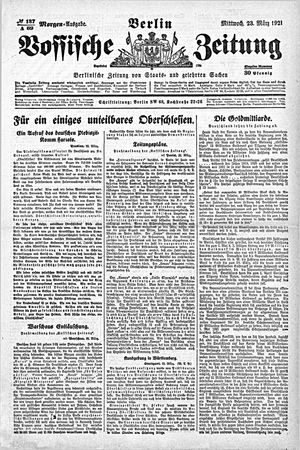 Vossische Zeitung vom 23.03.1921