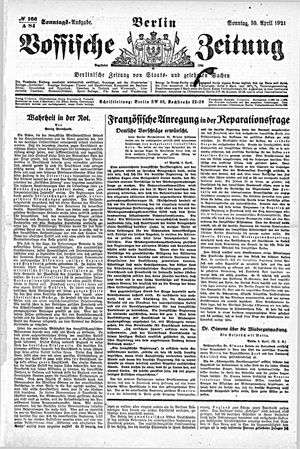 Vossische Zeitung vom 10.04.1921