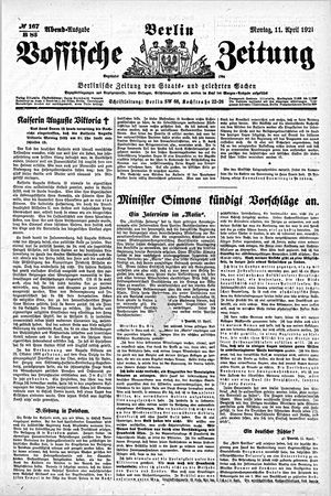 Vossische Zeitung vom 11.04.1921