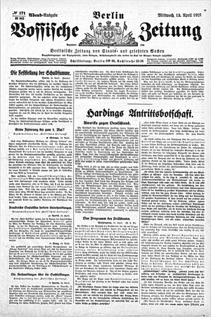Vossische Zeitung on Apr 13, 1921