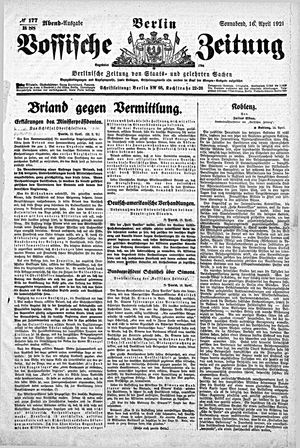 Vossische Zeitung on Apr 16, 1921