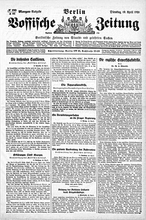 Vossische Zeitung vom 19.04.1921