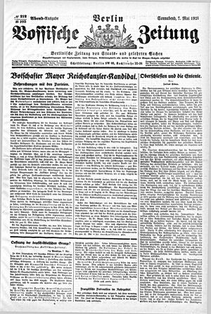 Vossische Zeitung on May 7, 1921