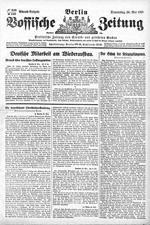 Vossische Zeitung vom 26.05.1921