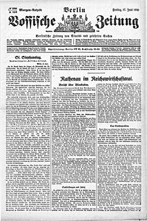 Vossische Zeitung on Jun 17, 1921