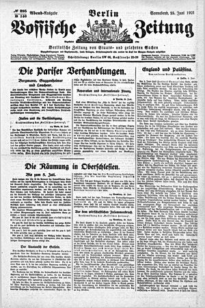 Vossische Zeitung vom 25.06.1921