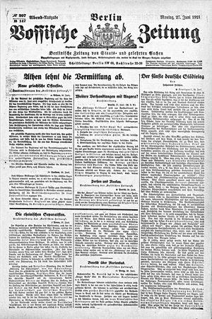 Vossische Zeitung on Jun 27, 1921