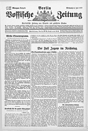 Vossische Zeitung vom 06.07.1921