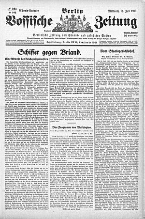 Vossische Zeitung vom 13.07.1921